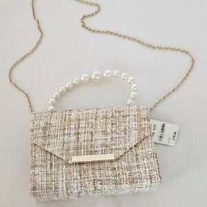 INC INTERNATIONAL CONCEPTS Faux-Pearl Handle Tweed Satchel Plaid